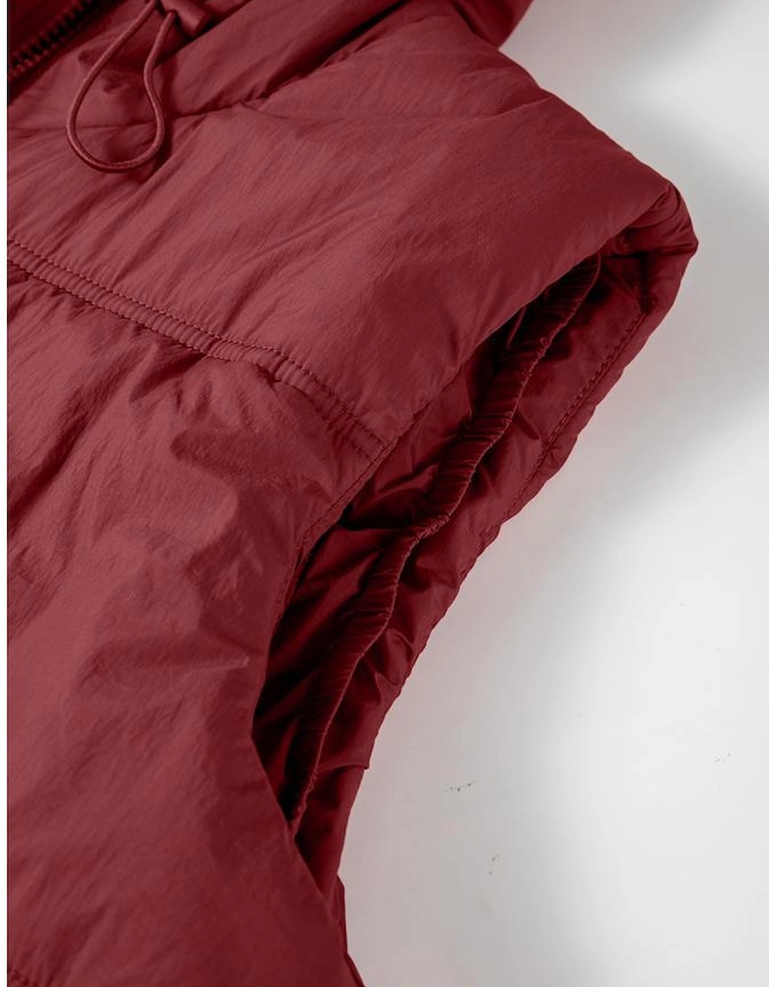 Clay Zip-up Side Pockets Hooded Puffer Vest