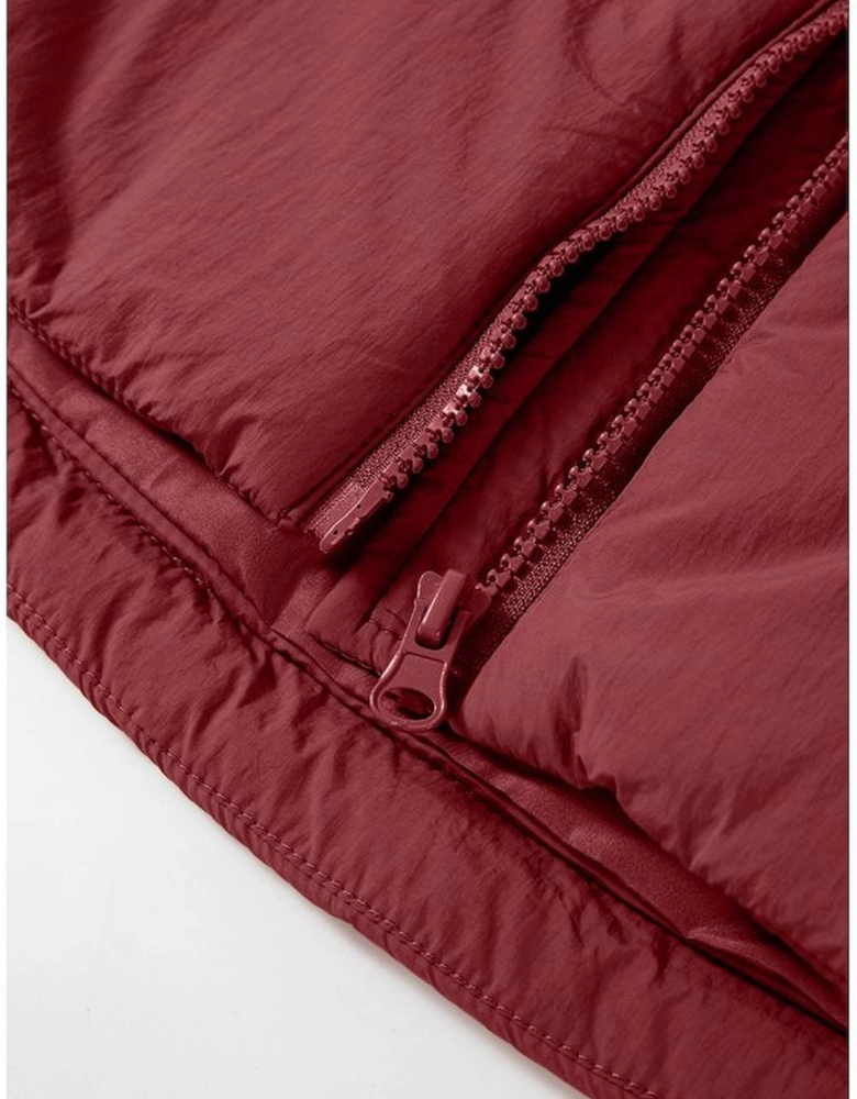 Clay Zip-up Side Pockets Hooded Puffer Vest