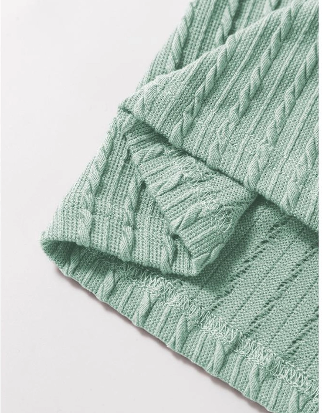 Moonlight Jade Solid Color Textured Flutter Sleeve Top