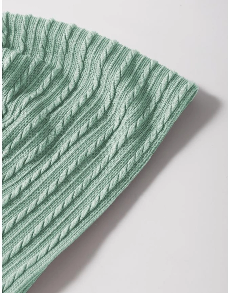 Moonlight Jade Solid Color Textured Flutter Sleeve Top