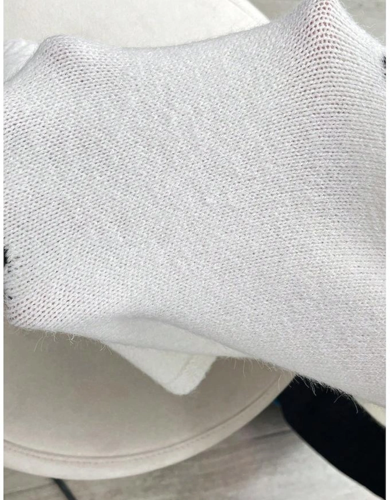 Black Bow Pattern Knit Short Sleeve Sweater