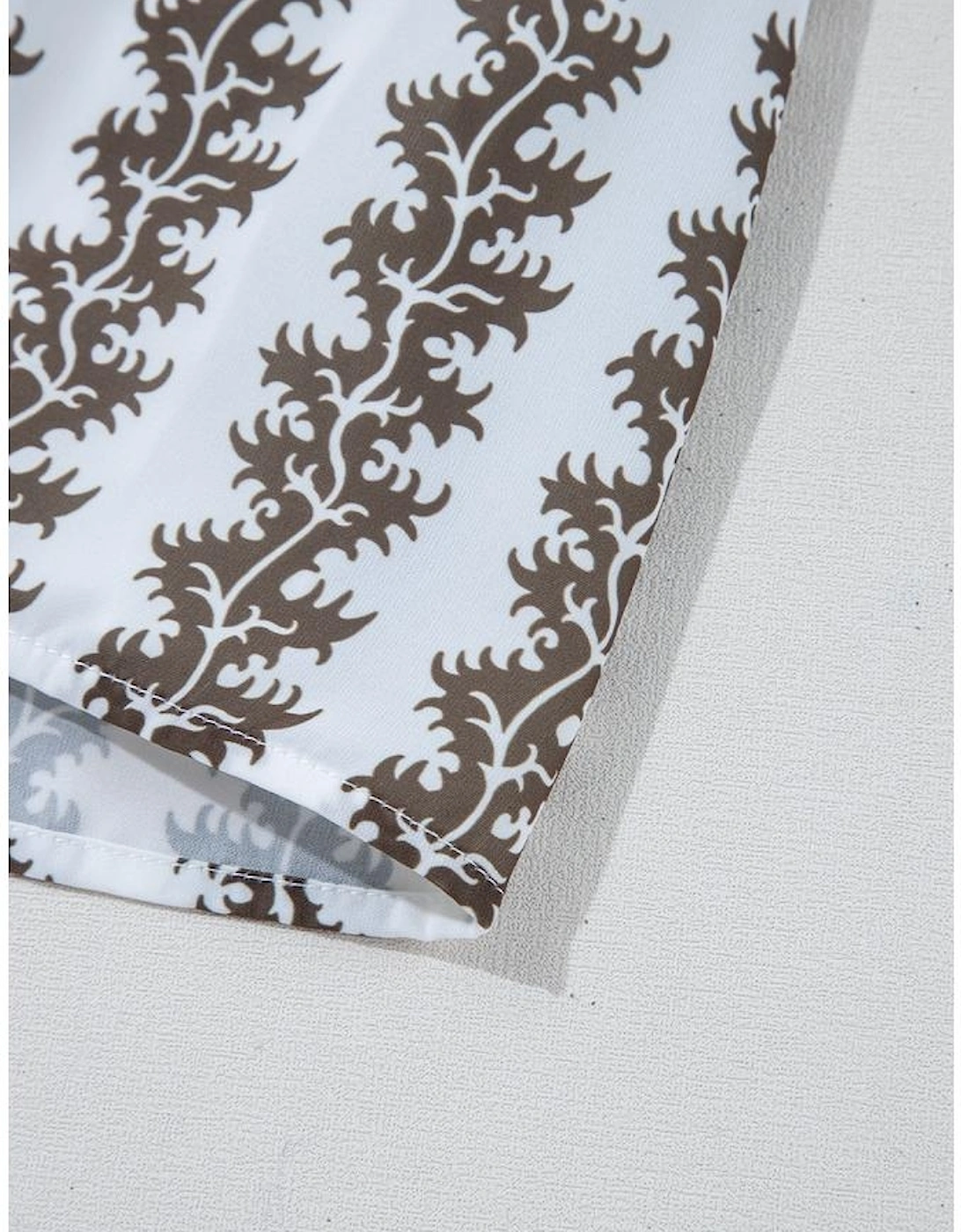 Black Contrast Floral V Neck Printed Bracelet Sleeve Dress