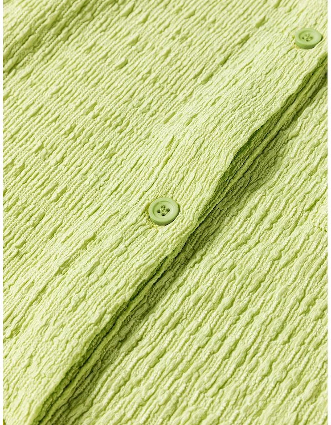 Meadow Mist Green Textured Short Sleeve Patched Pocket Buttoned Shirt Romper