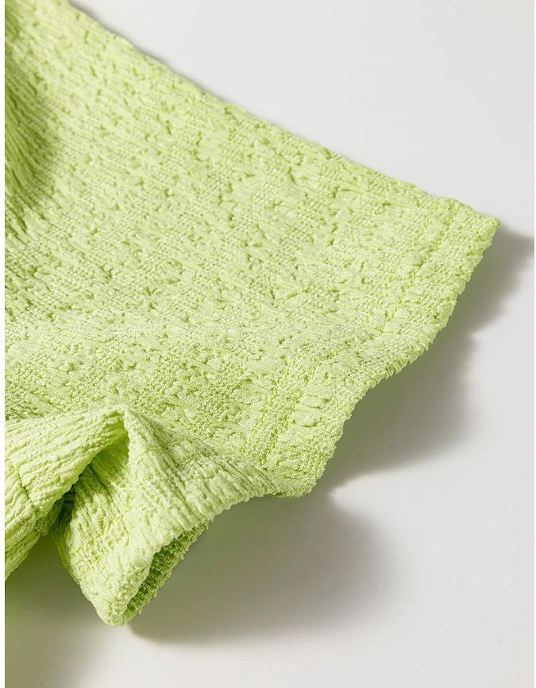 Meadow Mist Green Textured Short Sleeve Patched Pocket Buttoned Shirt Romper