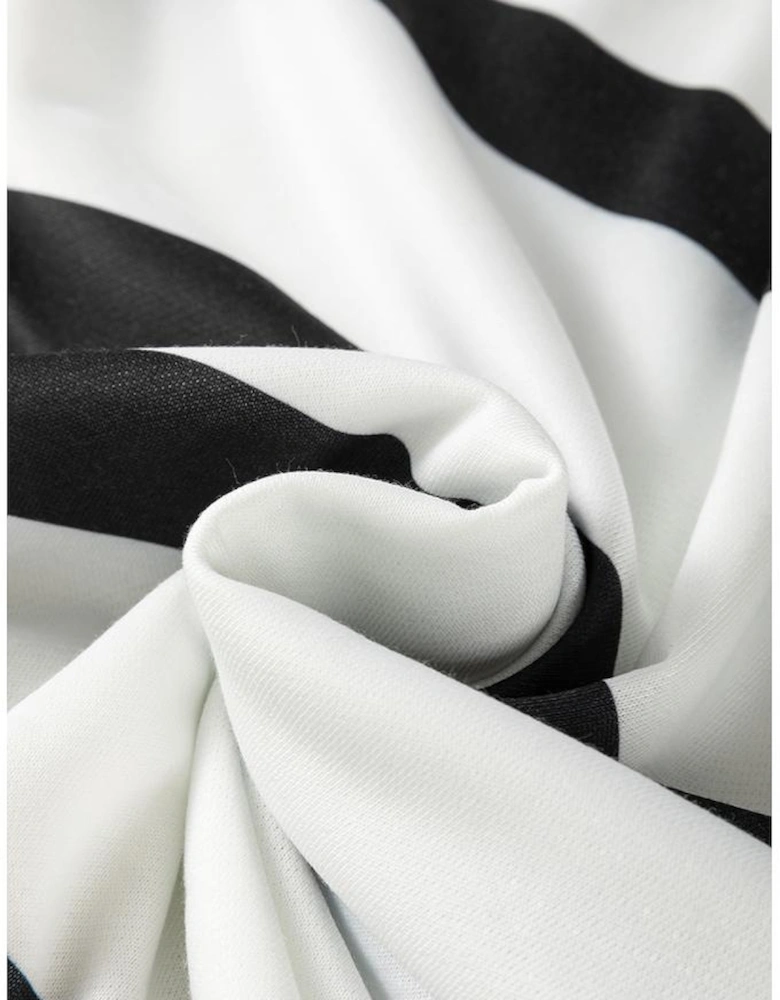 Black Stripe Drop Shoulder Pullover and Jogger Pants Set