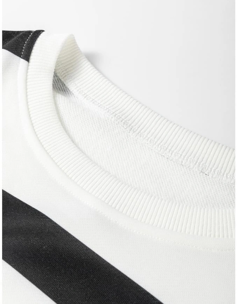 Black Stripe Drop Shoulder Pullover and Jogger Pants Set