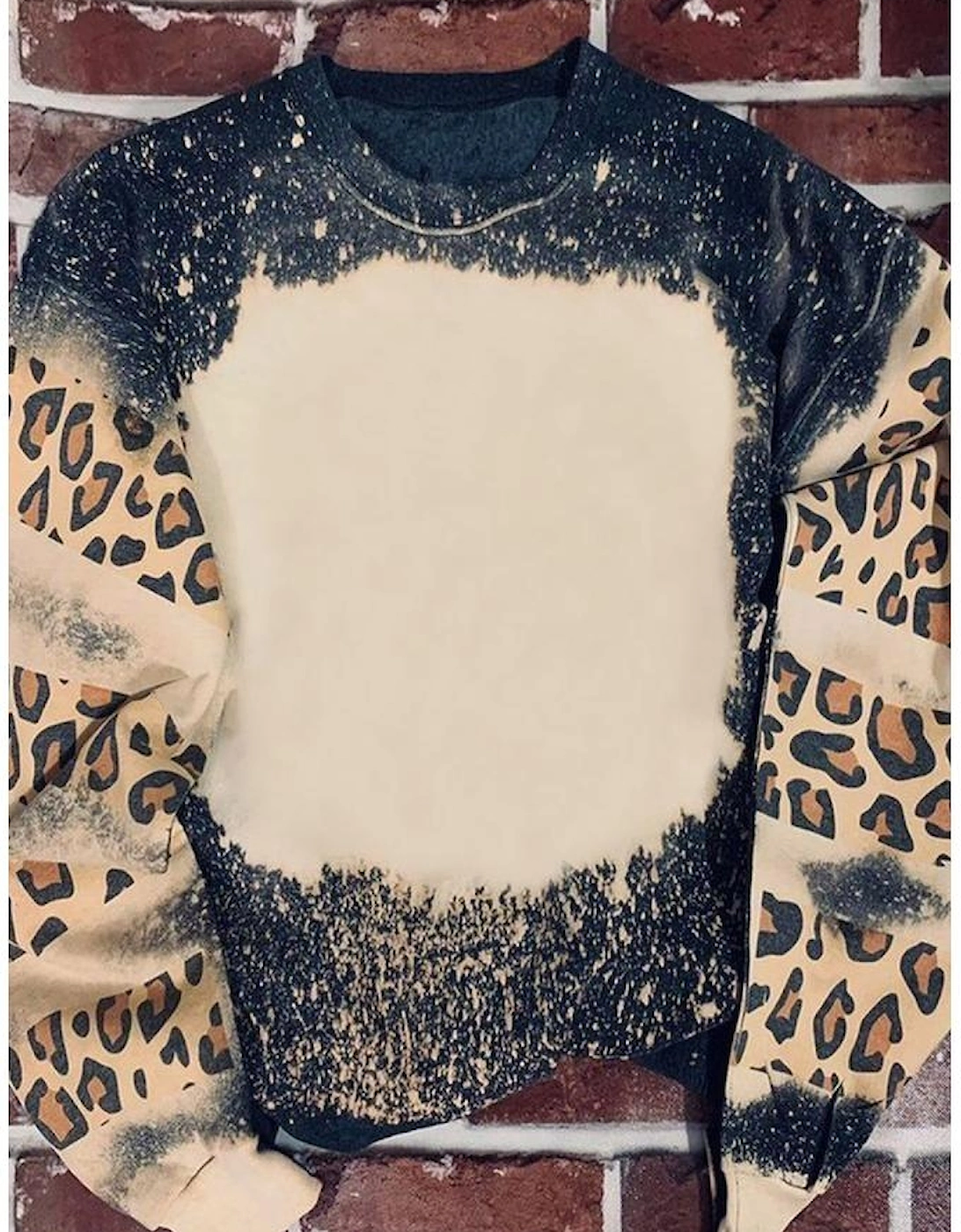 Black Tie Dye Leopard Drop Shoulder Sweatshirt, 8 of 7