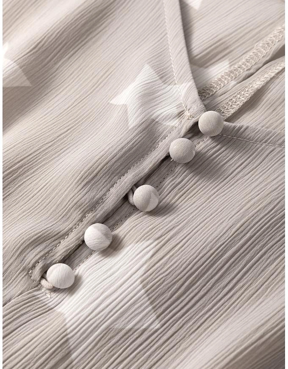 Gray Star Print Crinkle Textured Kimono Ruffle Sleeve Romper