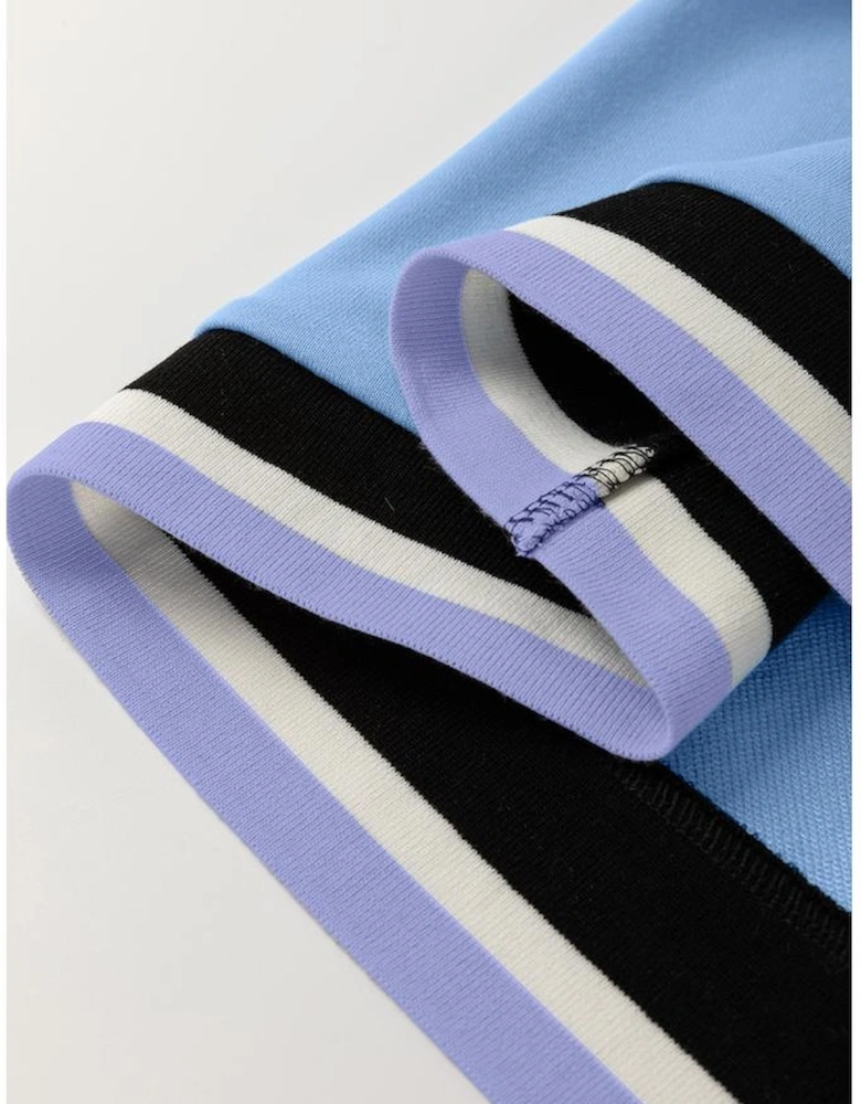 Myosotis Color Contrast Trim V Neck Shift Sleeveless Mini Dress