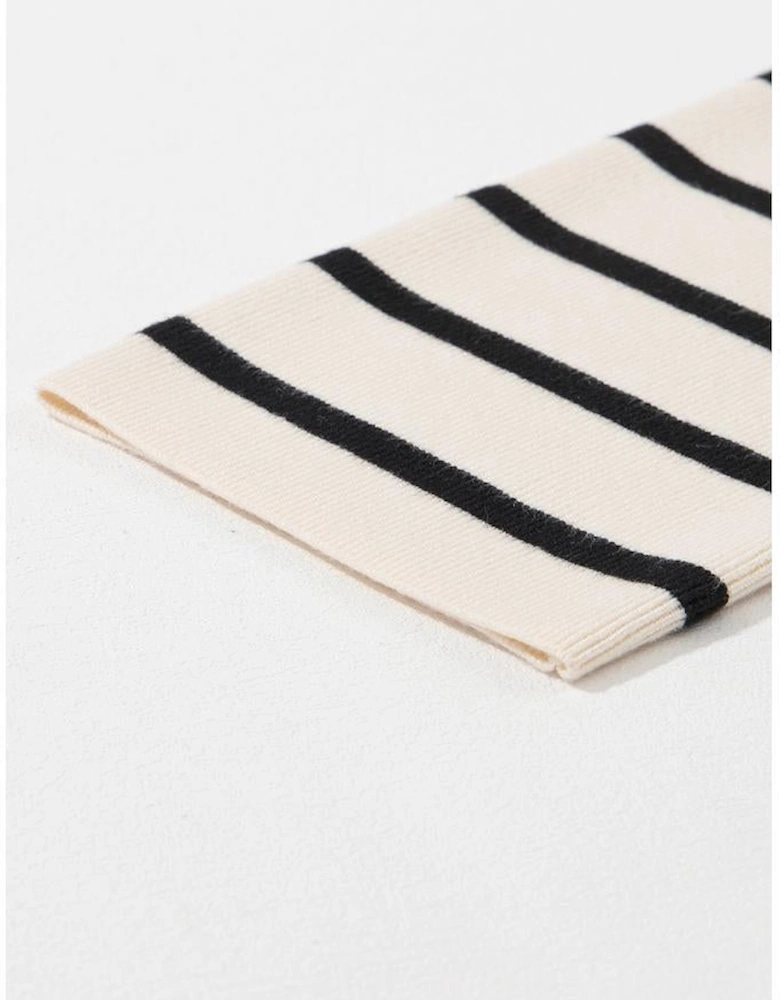 Black Stripe Flap Pocket Buttoned Cardigan Sweater