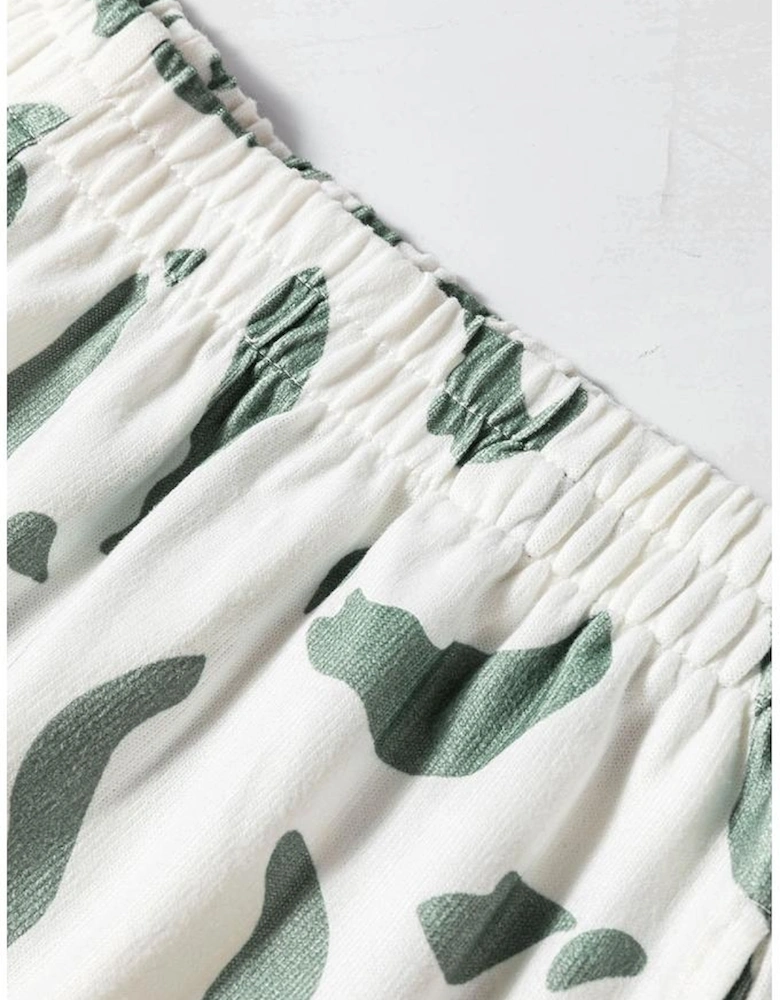 Beige Leopard Animal Print Long Sleeve and Pants Loungewear Set