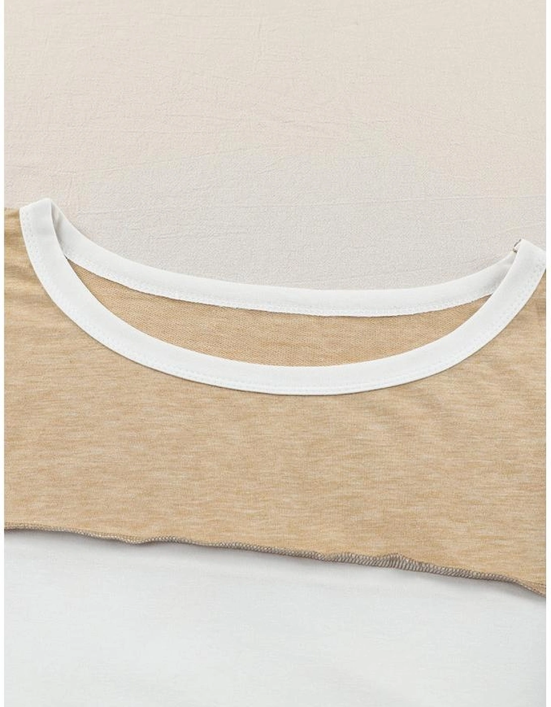 Khaki Exposed Seam Color Block Patchwork Top