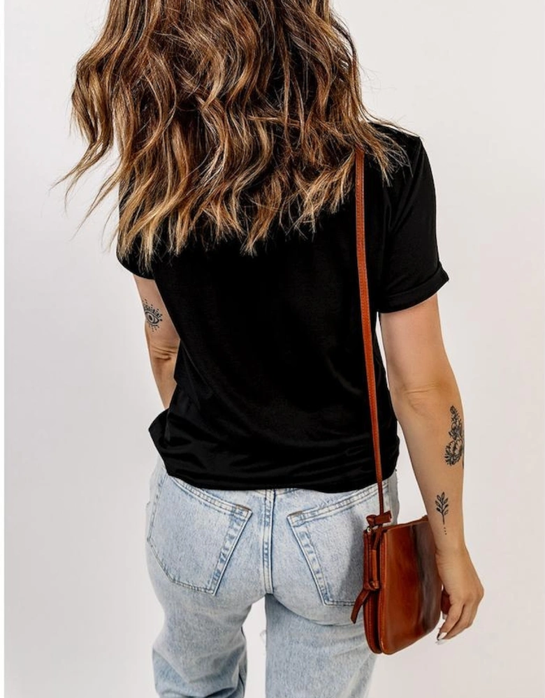 Black Nashville Music City Leopard Guitar Graphic T Shirt