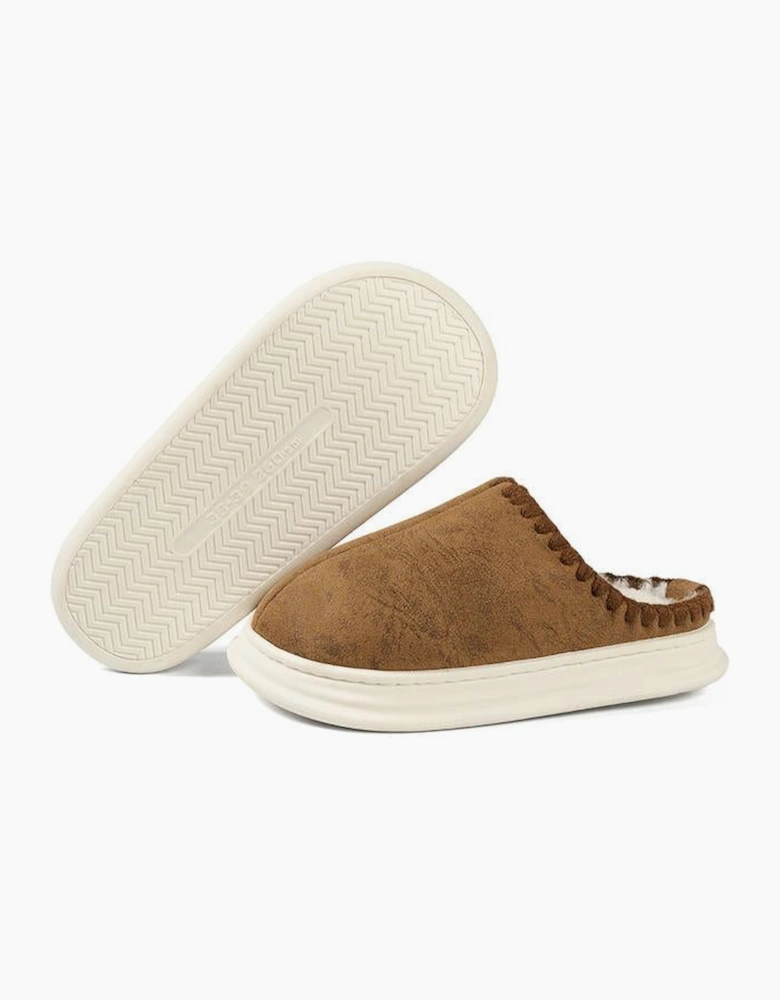 Chestnut Thick Sole Plush Lined Home Slippers