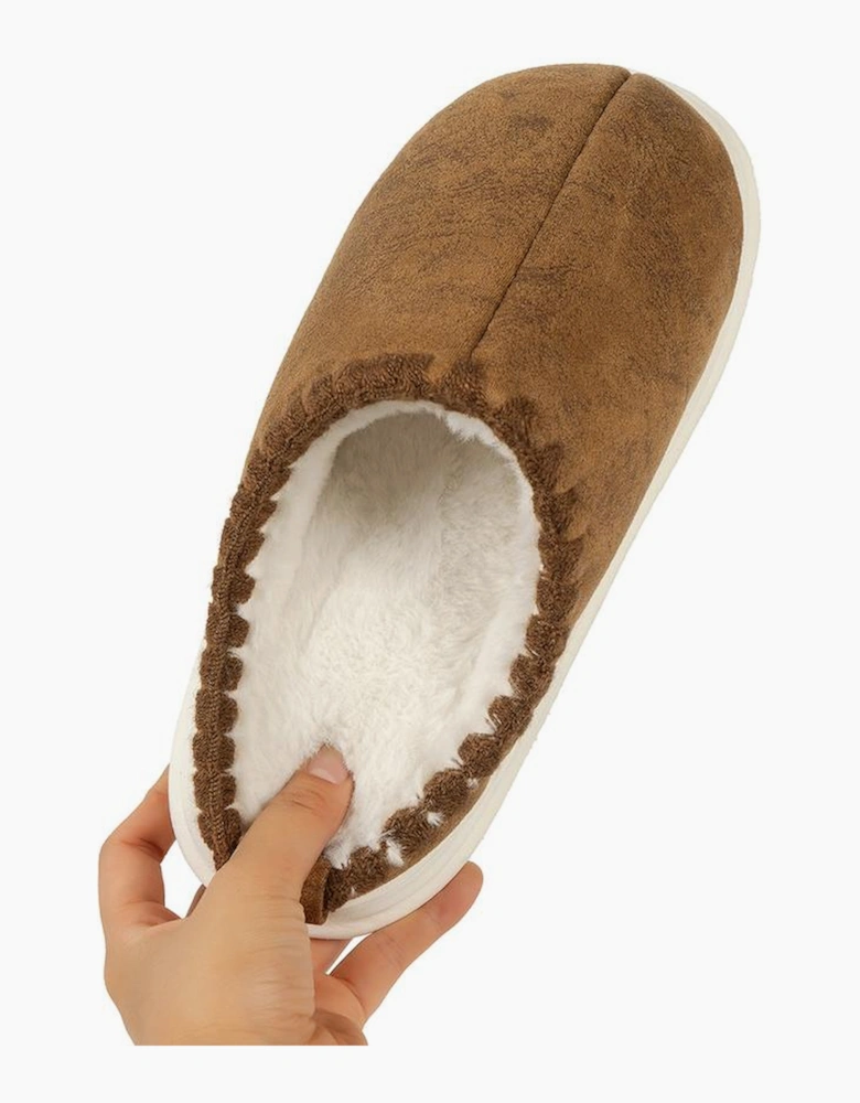 Chestnut Thick Sole Plush Lined Home Slippers