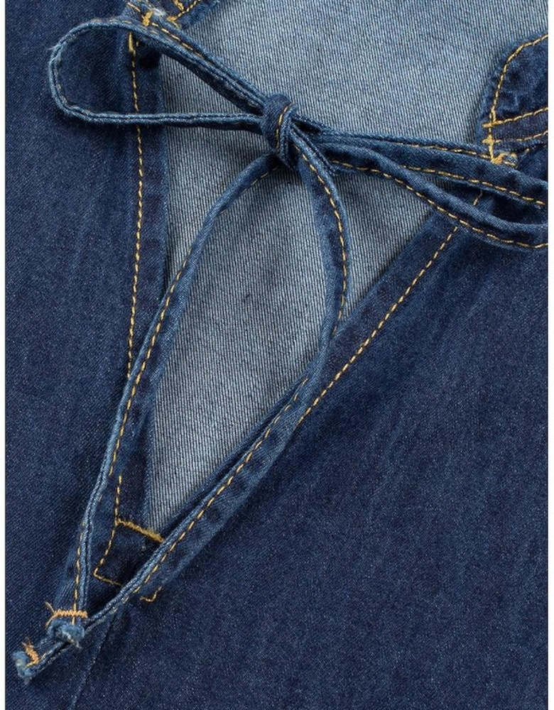 Real Teal Sleeveless Tiered Chambray Maxi Dress