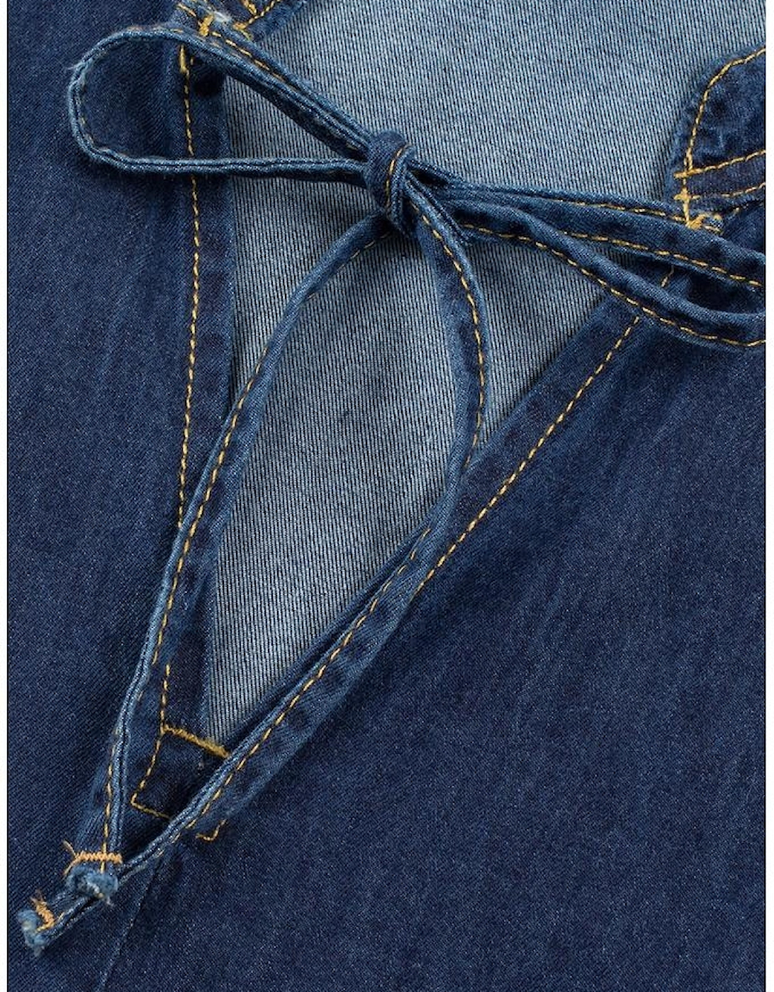 Real Teal Sleeveless Tiered Chambray Maxi Dress