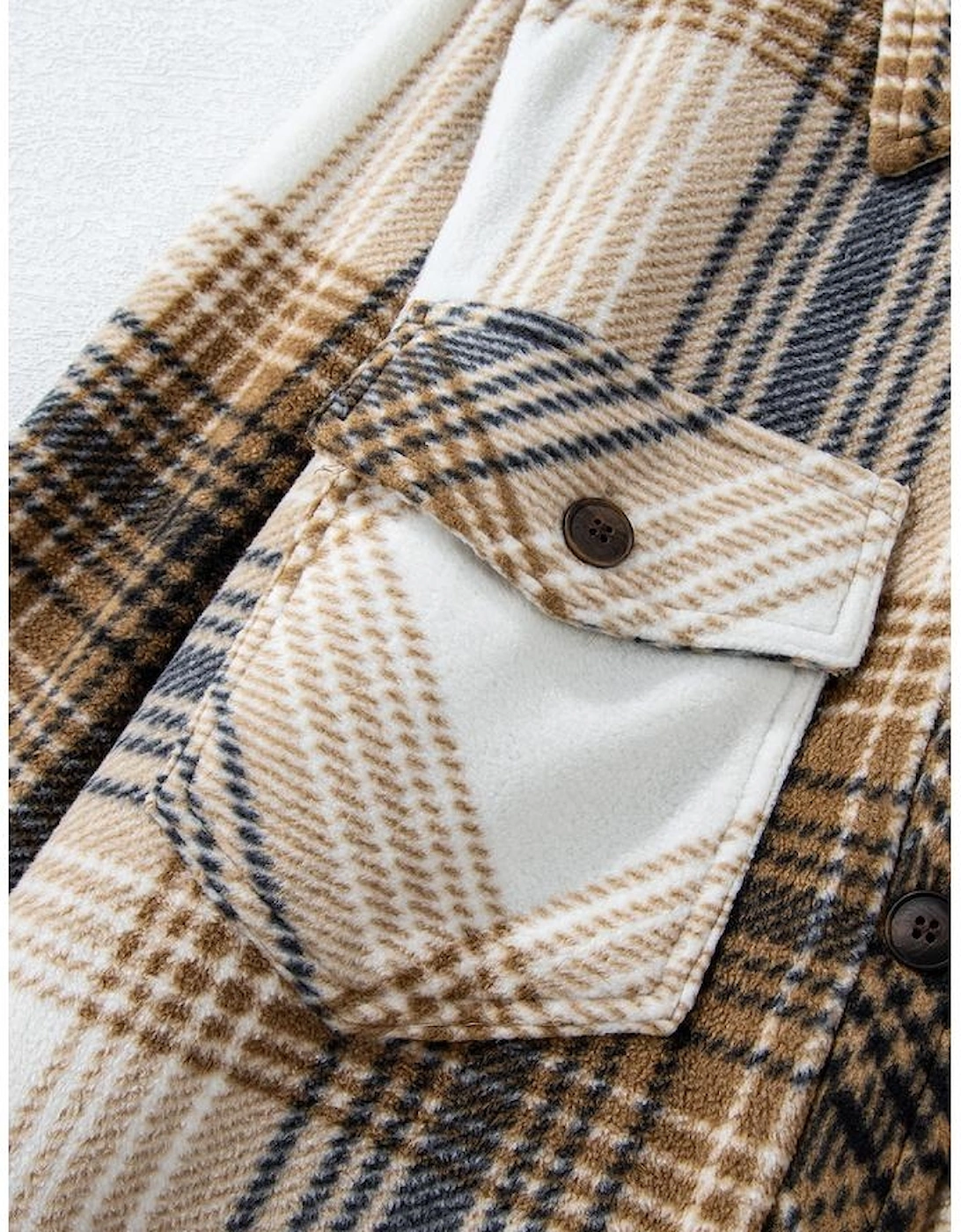 Multicolour Plaid Print Flap Pocket Button Up Shacket