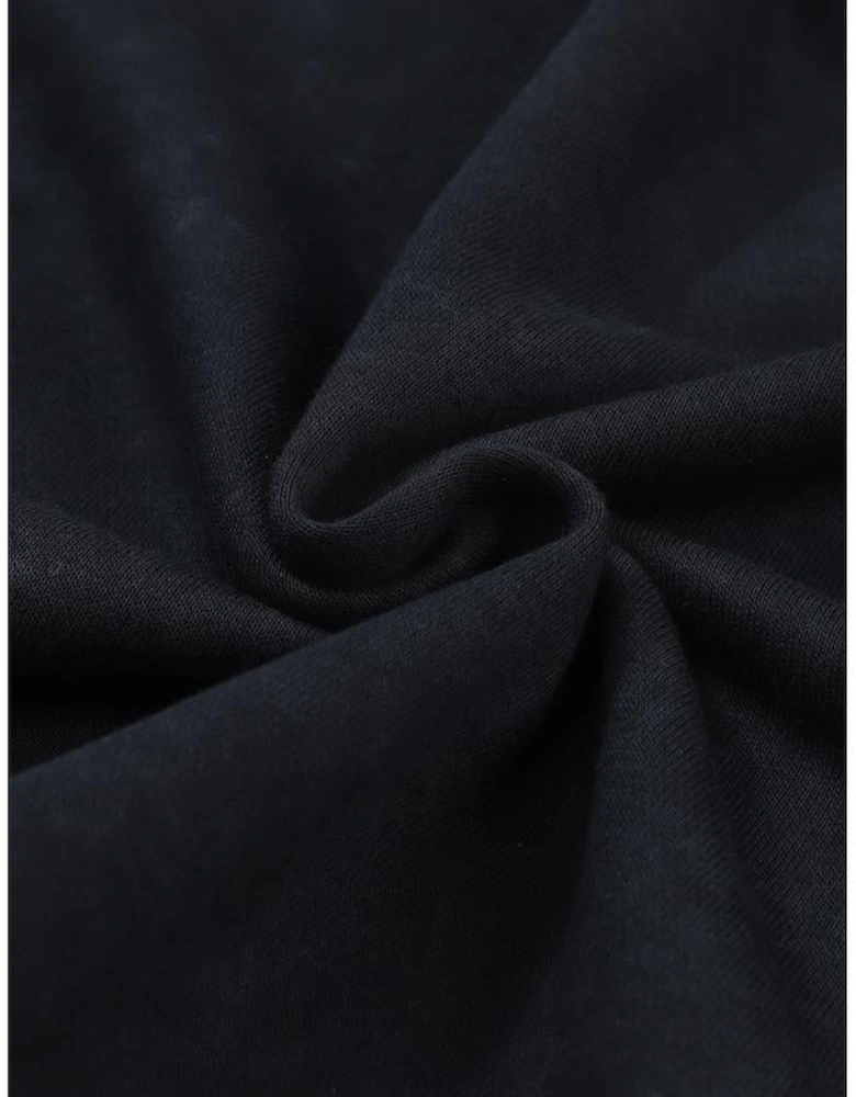 Black Drop Shoulder Crew Neck Pullover Sweatshirt