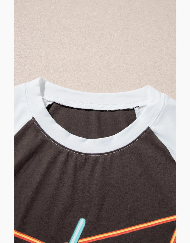 Brown Western Yeehaw Graphic Vintage Raglan Long Sleeve Top