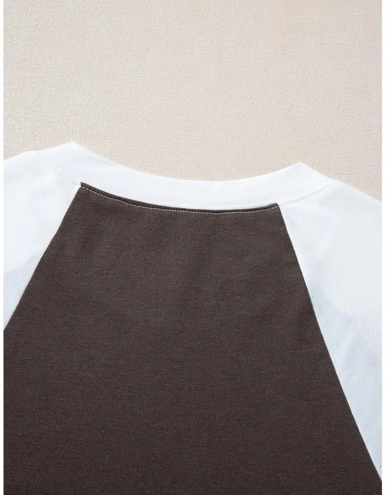 Brown Western Yeehaw Graphic Vintage Raglan Long Sleeve Top