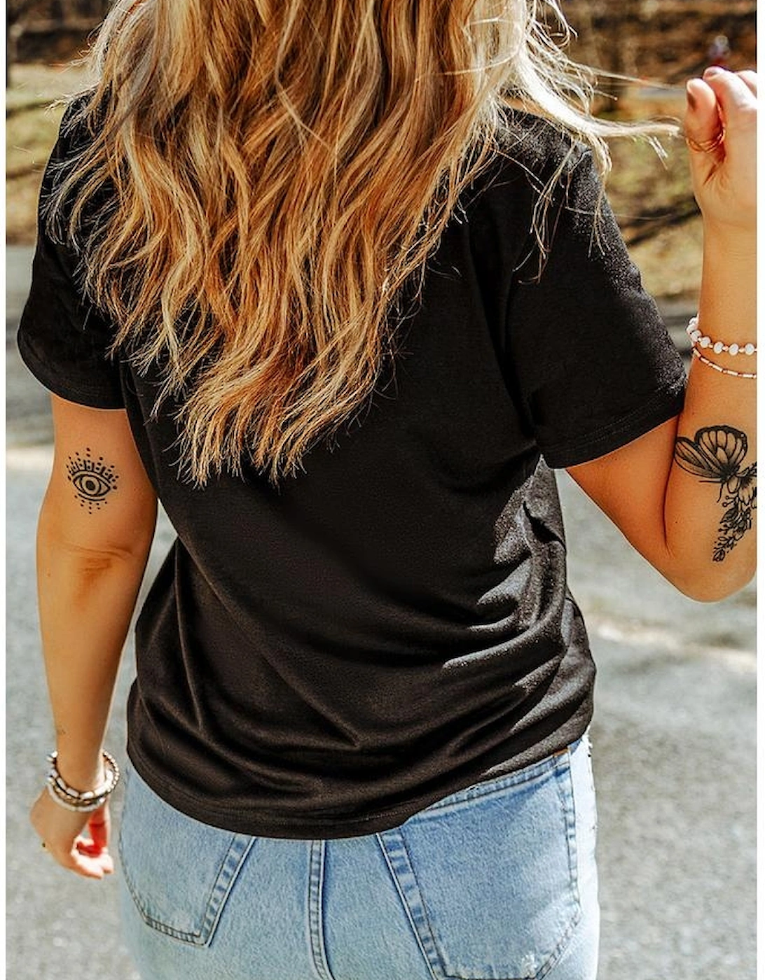 Black Western Fashion Geometric Embroidered T Shirt