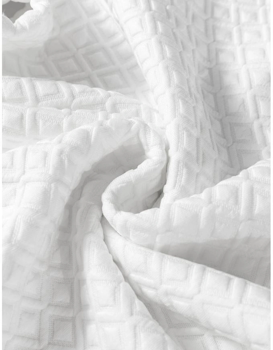 White Textured Puff Long Sleeve Round Neck Top