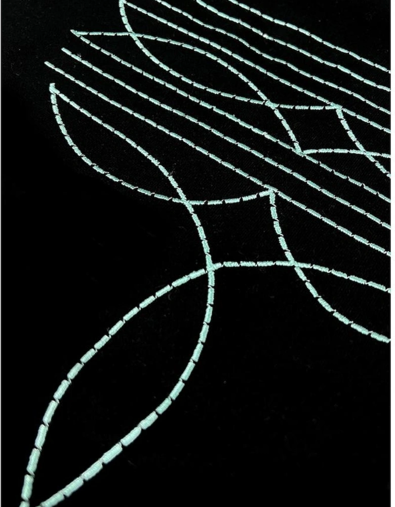 Black Western Fashion Geometric Embroidered T Shirt