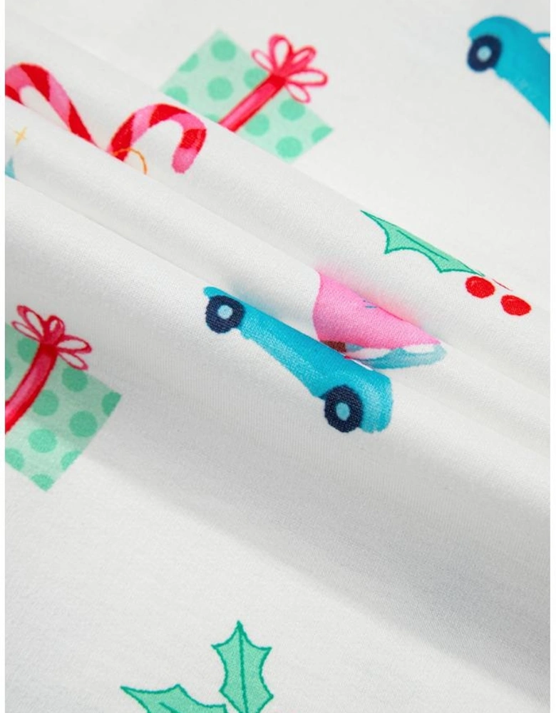 White Christmas Print Lapel Shirt and Pants Sleepwear