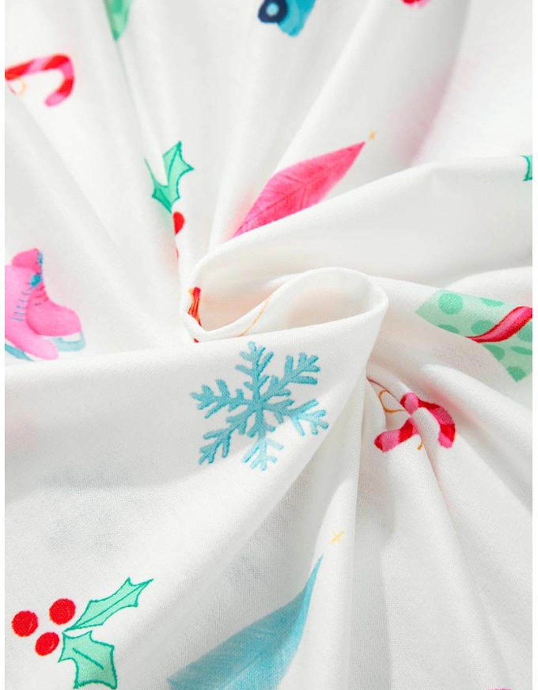 White Christmas Print Lapel Shirt and Pants Sleepwear