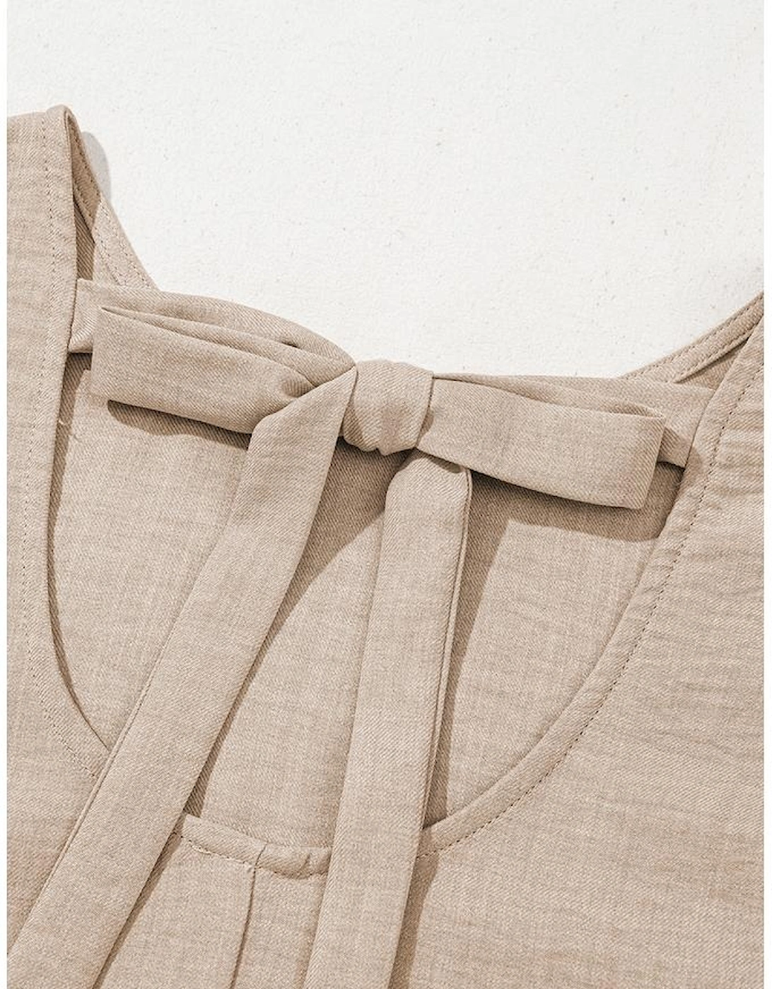 Smoke Gray Knot Scoop Back Ruffle Hem Sleeveless Mini Dress