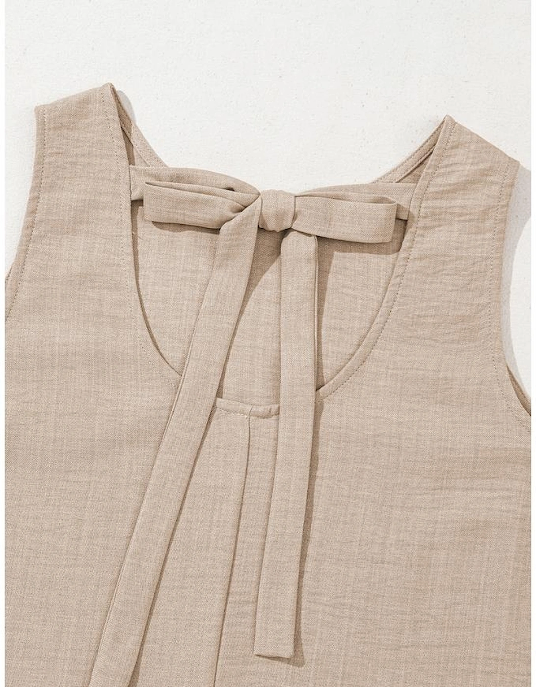 Smoke Gray Knot Scoop Back Ruffle Hem Sleeveless Mini Dress