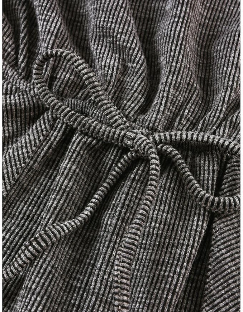 Gray Ribbed Elastic Waist Romper