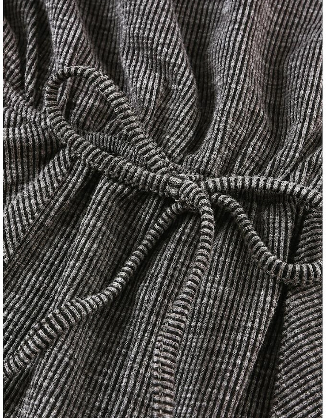 Gray Ribbed Elastic Waist Romper