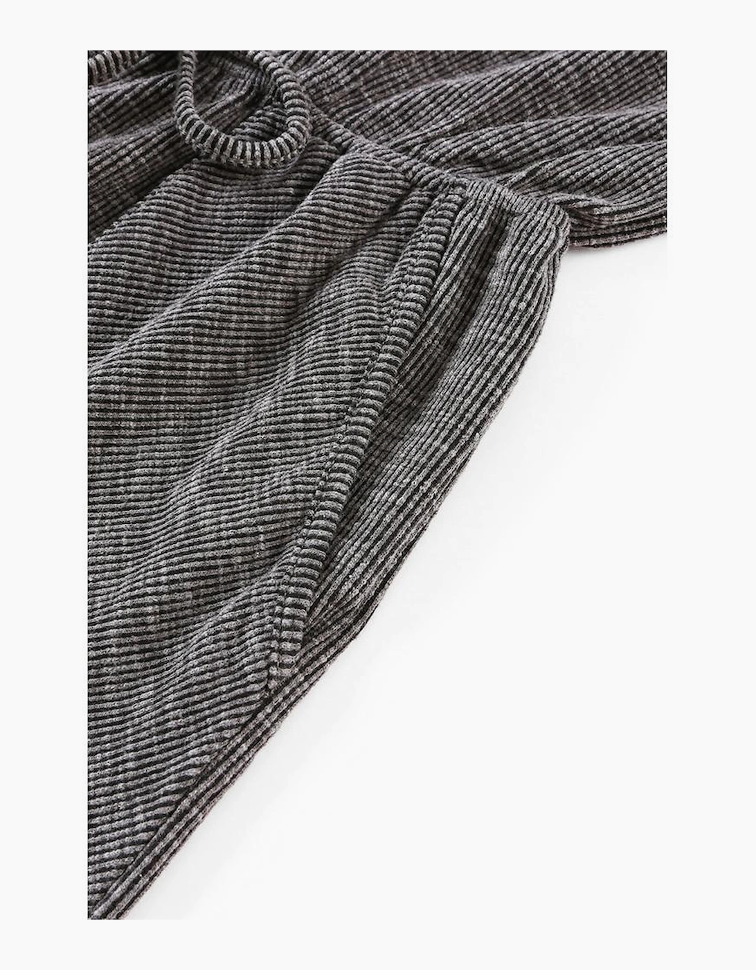 Gray Ribbed Elastic Waist Romper