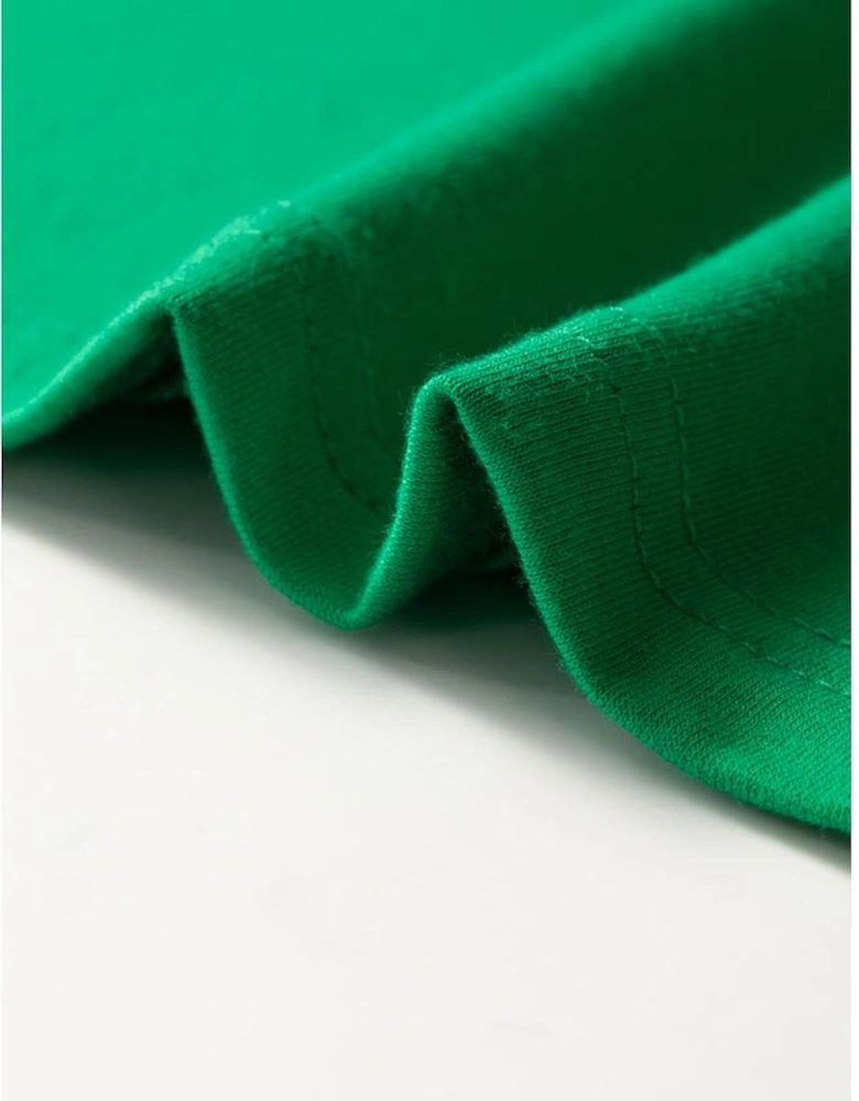 Bright Green Casual Plain Crew Neck Tee