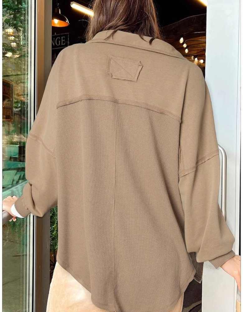 Goat Mineral Wash Textured Patchwork Loose Fit Shacket