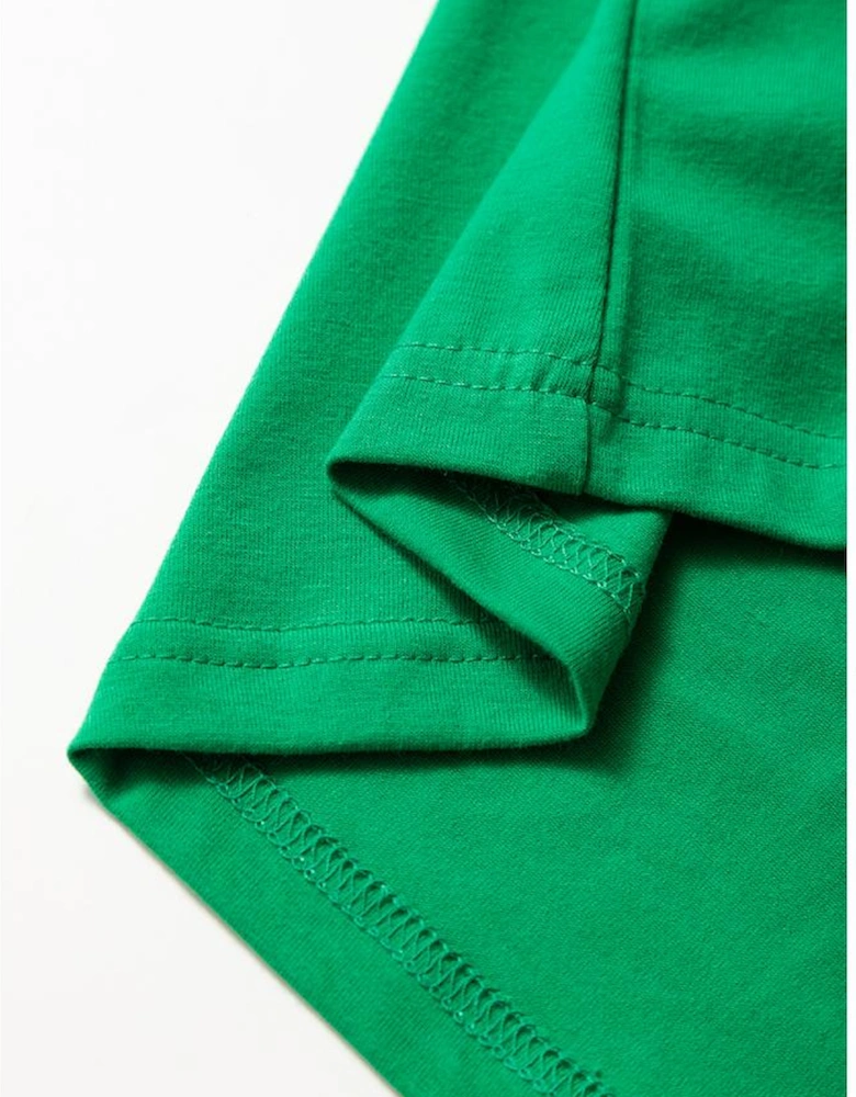 Bright Green Casual Plain Crew Neck Tee