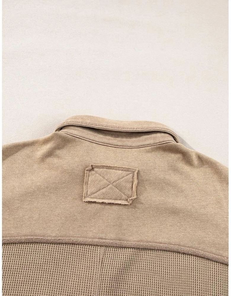 Goat Mineral Wash Textured Patchwork Loose Fit Shacket