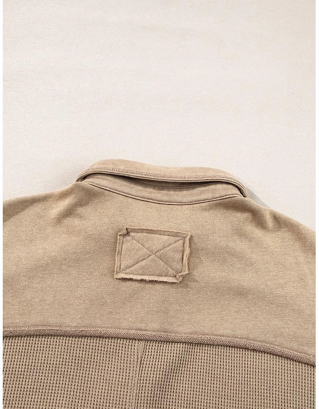 Goat Mineral Wash Textured Patchwork Loose Fit Shacket