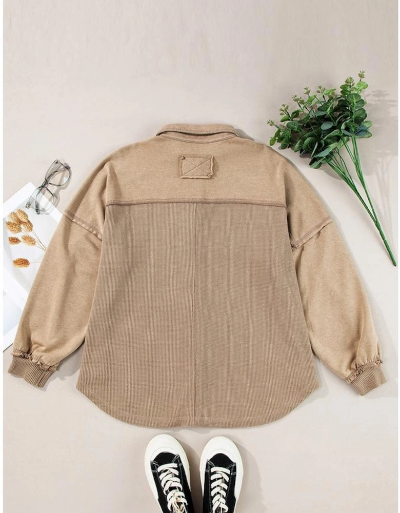 Goat Mineral Wash Textured Patchwork Loose Fit Shacket