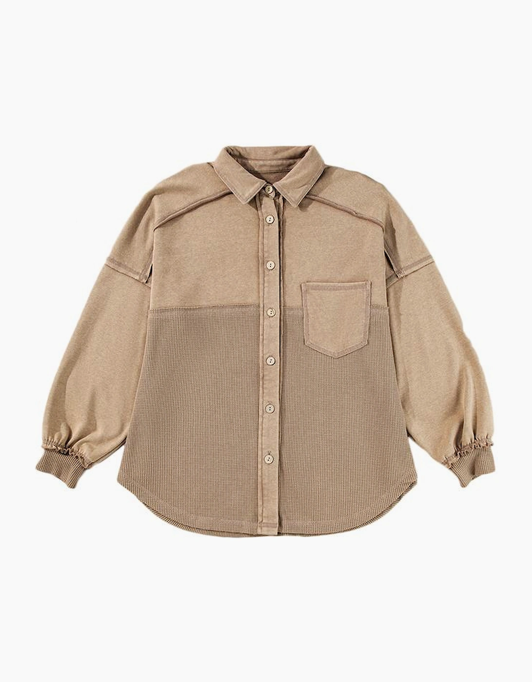 Goat Mineral Wash Textured Patchwork Loose Fit Shacket