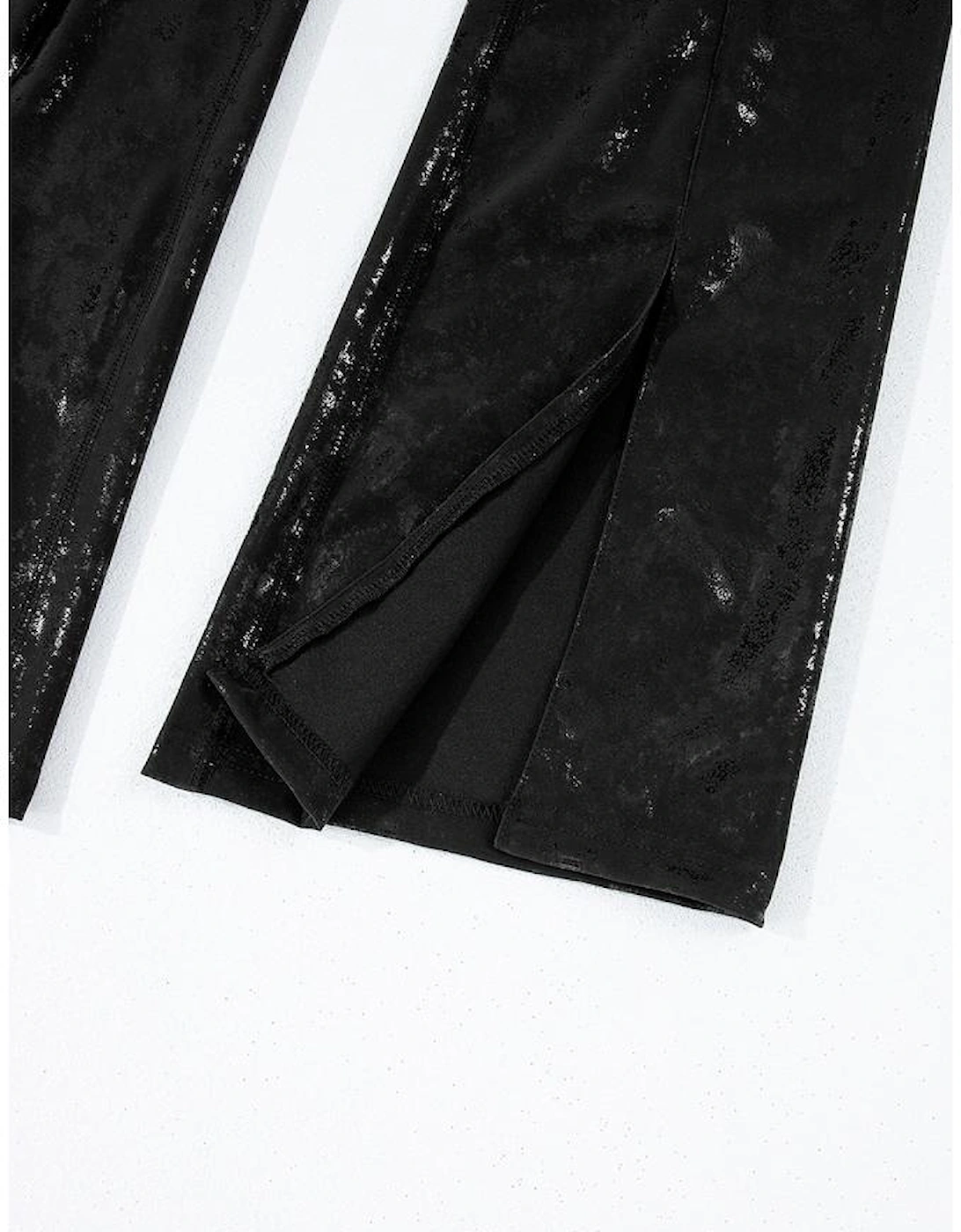 Black Faux Leather Splits High Waist Leggings