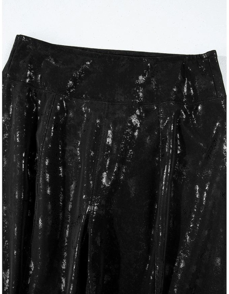 Black Faux Leather Splits High Waist Leggings