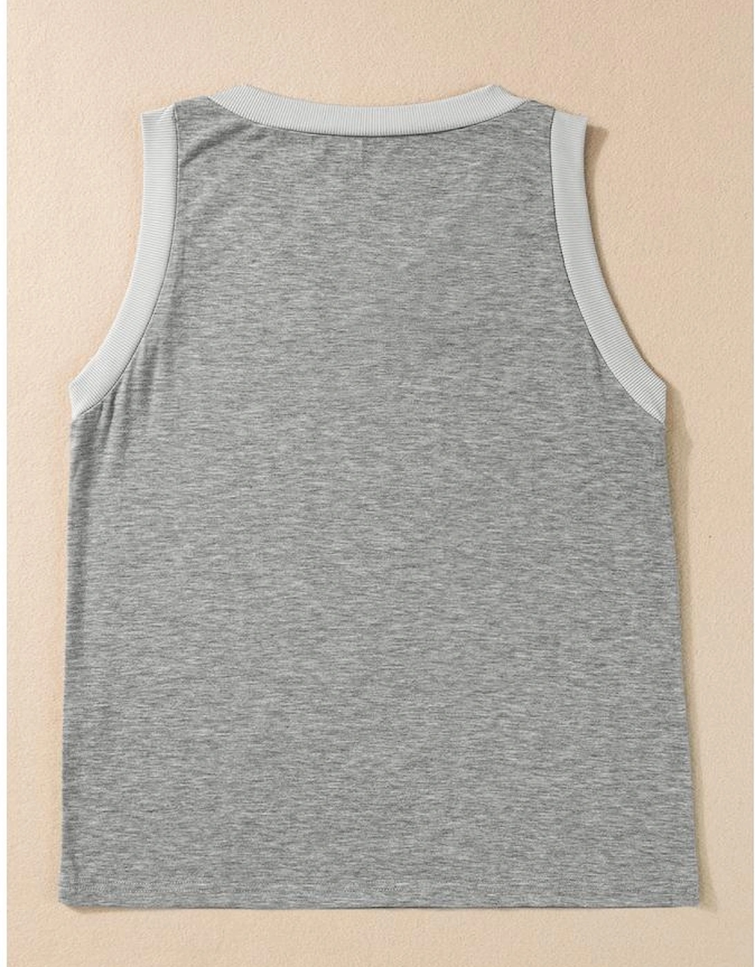 Gray Ribbed V Neck Tank