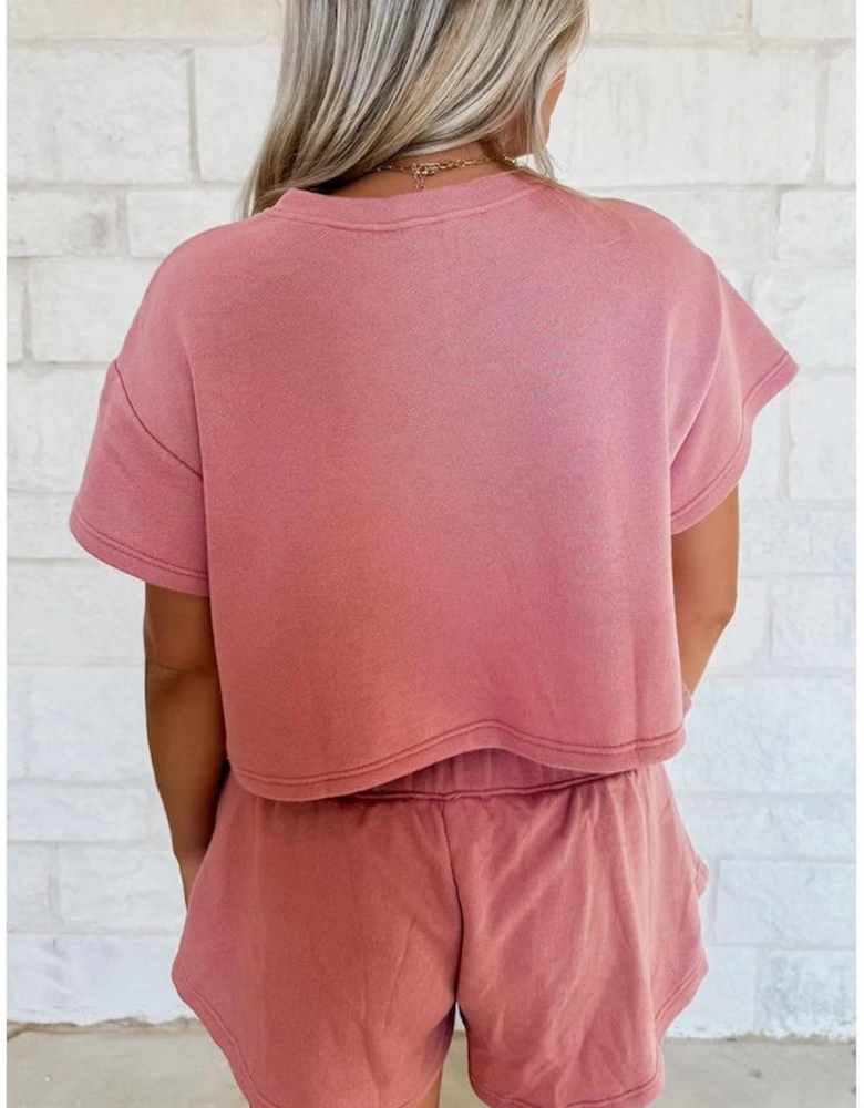 Blossom Sequin Crawfish Graphic Cropped Tee High Waist Skort 2pcs Outfit