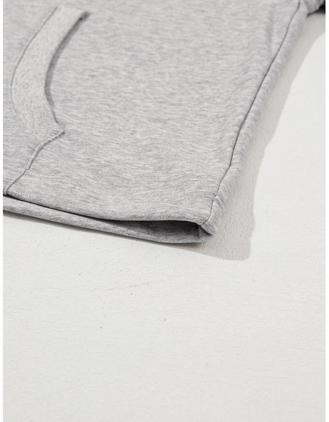 Light Grey Solid Kangaroo Pocket Half Zipper Oversized Hoodie