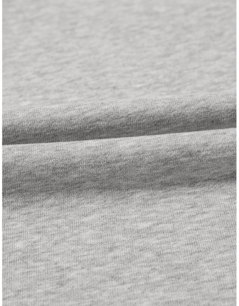 Light Grey Solid Kangaroo Pocket Half Zipper Oversized Hoodie