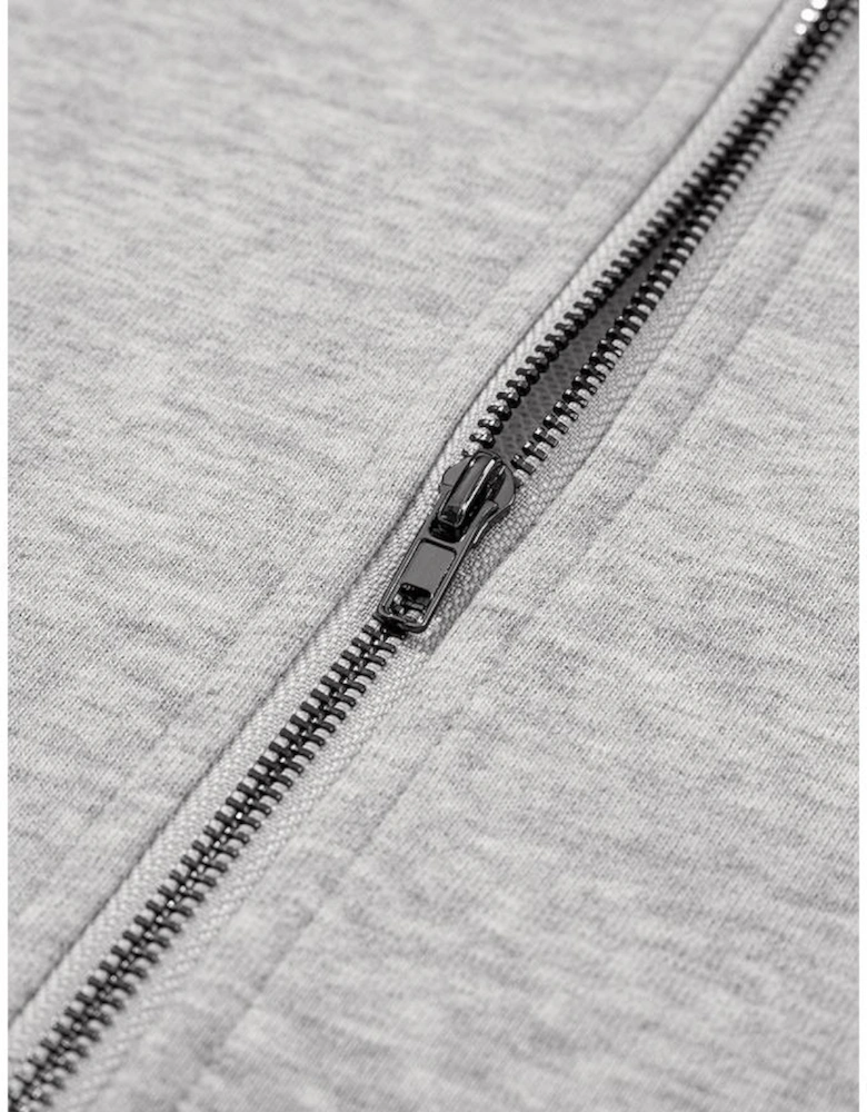 Light Grey Solid Kangaroo Pocket Half Zipper Oversized Hoodie