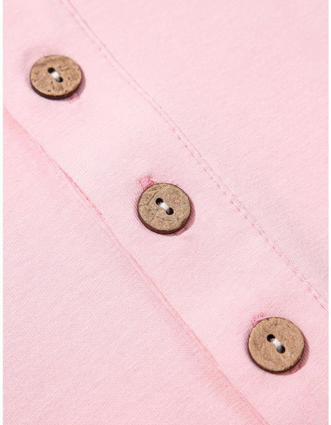 Pink Colorblock Long Sleeve Buttons Henley Top
